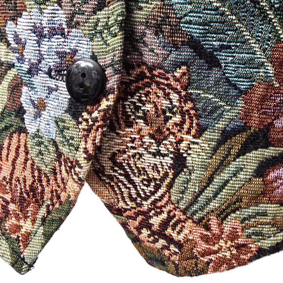 Jungle Tapestry Suit Vest Top S M L Elephant Zebra Giraffe Tiger Vintage 90s - Picture 5 of 6